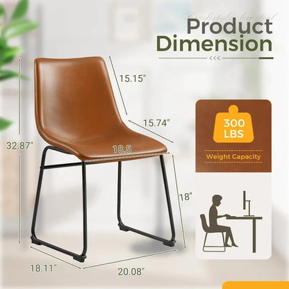 Homall Barstools PU Leather Counter Bar Stool With Back and Footrest Set of 2, Brown