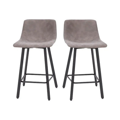 Set of 2 Armless Upholstered Metal Counter Stools