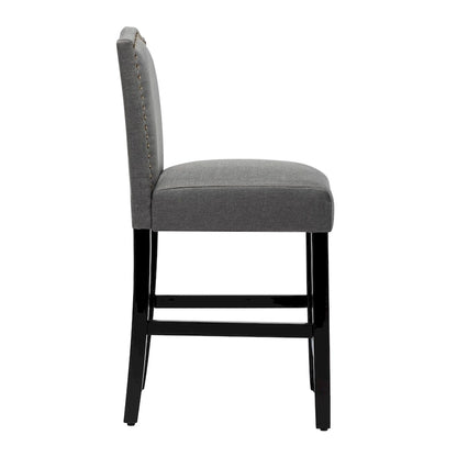 24 Inches Fabric Upholstered Nailhead Trim Counter Height Bar stools with Back Set of 2