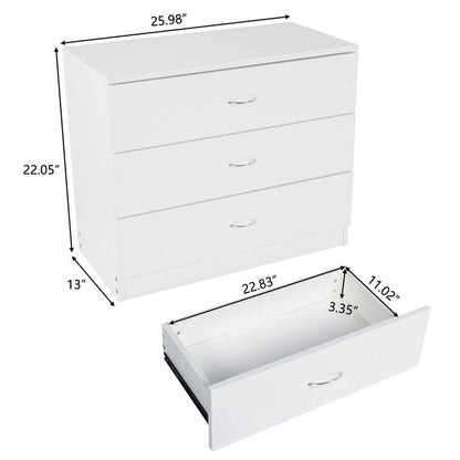 Modern Simple 3-Drawer Dresser White