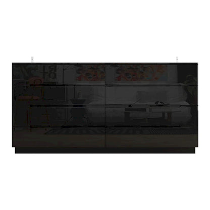 8 Drawer Double Dresser Dresser w/High Gloss Drawers Dual Chest Light