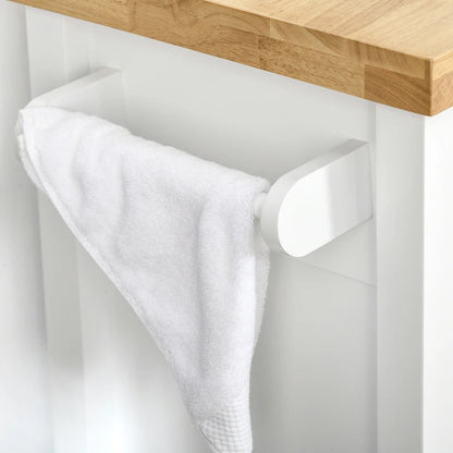 HOMCOM Utility Kitchen Cart, Rolling Kitchen Island with Smooth Rubberwood Top, Narrow Butcher Block Surface on Wheels