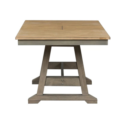 Lindsey Farm Gray and Sandstone 7 Piece Trestle Table Set
