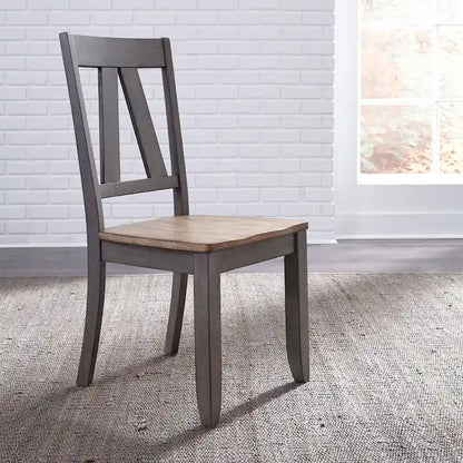 Lindsey Farm Gray and Sandstone 7 Piece Trestle Table Set