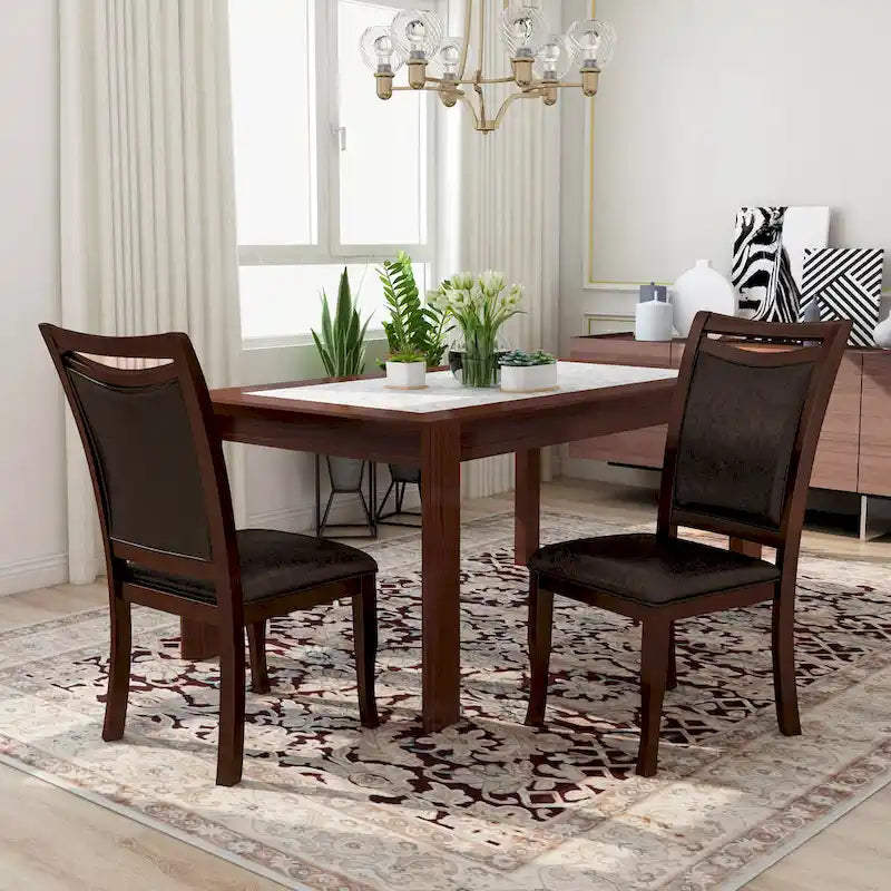 Furniture of America Zita Modern Classic Espresso Leather Dining Chairs (Set of 2)
