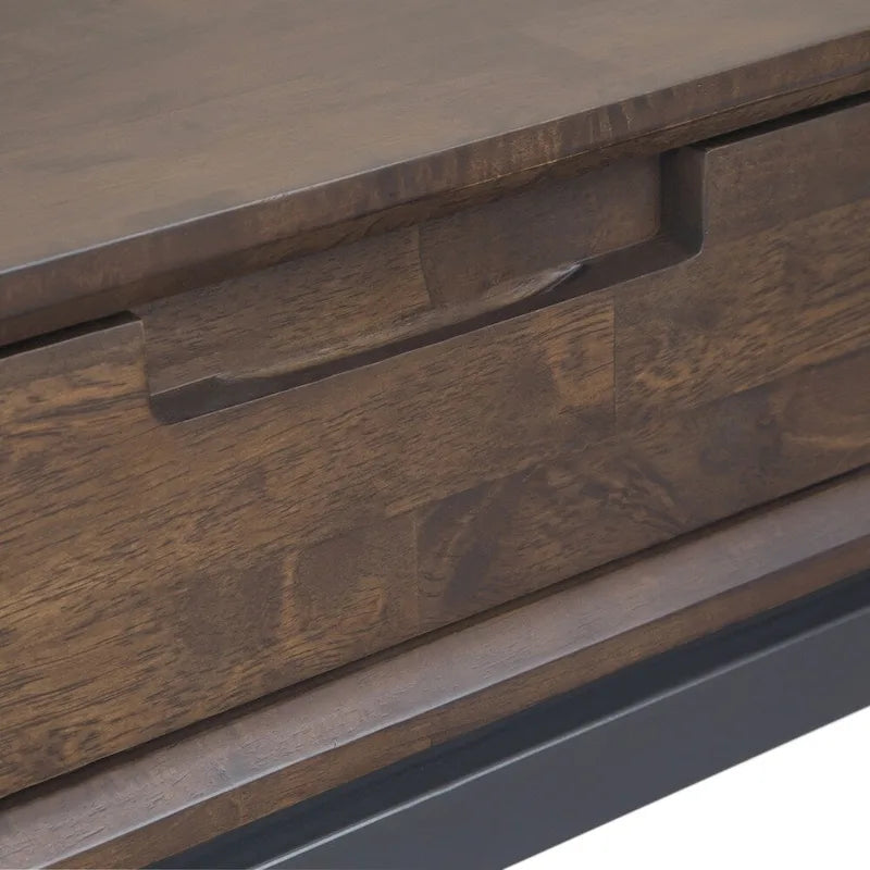 WYNDENHALL Devlin SOLID HARDWOOD and Metal 54 inch Wide Industrial Wide Console Table in Walnut Brown - 54W x 16 D x 30 H
