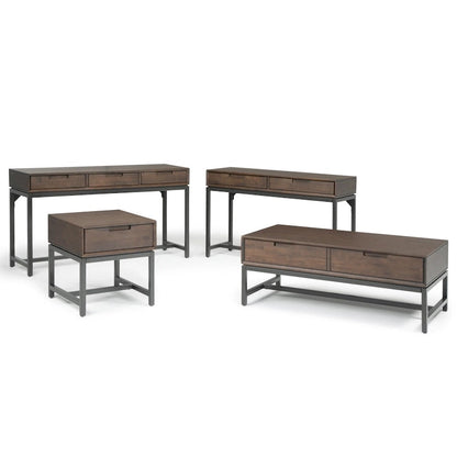 WYNDENHALL Devlin SOLID HARDWOOD and Metal 54 inch Wide Industrial Wide Console Table in Walnut Brown - 54W x 16 D x 30 H