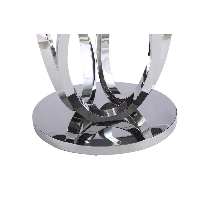 Somette Ema Round Glass Top Dining Table - Steel