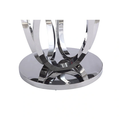 Somette Ema Round Glass Top Dining Table - Steel