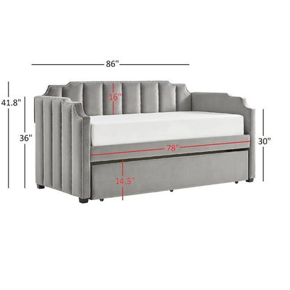 Chareau Glam Grey Velvet Daybed by iNSPIRE Q Modern