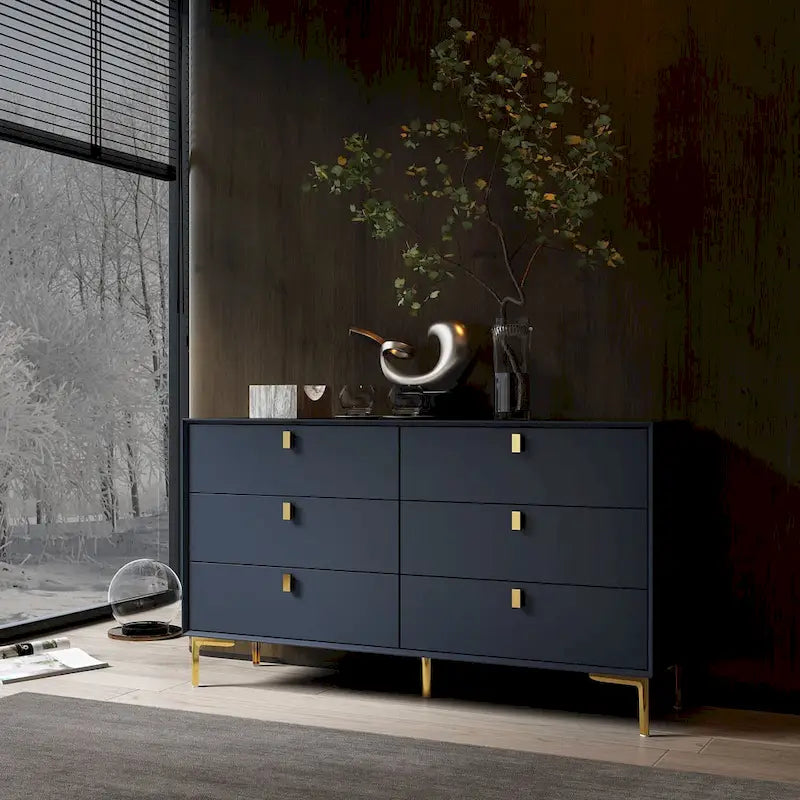 6 Drawers Storage Dresser Mid Century Chest of Drawer Sideboard