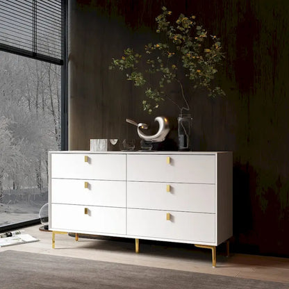 6 Drawers Storage Dresser Mid Century Chest of Drawer Sideboard