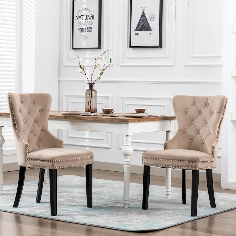 Grandview Tufted Upholstered Dining Chair (Set of 2) with Nailhead Trim and Ring Pull