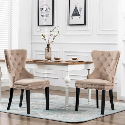 Grandview Tufted Upholstered Dining Chair (Set of 2) with Nailhead Trim and Ring Pull