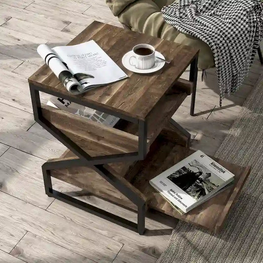 DH BASIC Industrial 17-inch Metal 1-Open Shelf End Table by Denhour