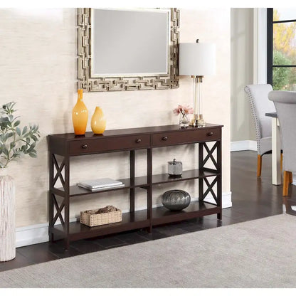 Convenience Concepts Oxford 2 Drawer 60 inch Console Table with Shelves