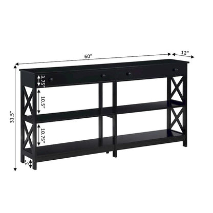 Convenience Concepts Oxford 2 Drawer 60 inch Console Table with Shelves