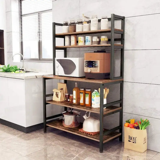 5 Tier Bakers Rack with Storage, Kitchen Stand Micorwave Over Cart