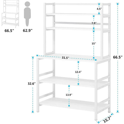 5 Tier Bakers Rack with Storage, Kitchen Stand Micorwave Over Cart