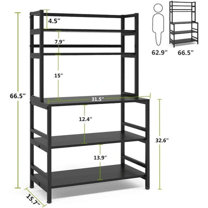 5 Tier Bakers Rack with Storage, Kitchen Stand Micorwave Over Cart