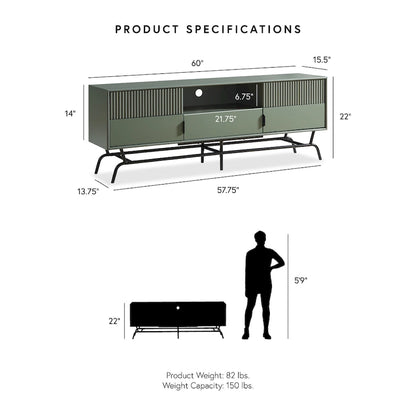 DH BASIC Modern 60-inch 3-Drawer Media Cabinet TV Stand with Cable Hole by Denhour