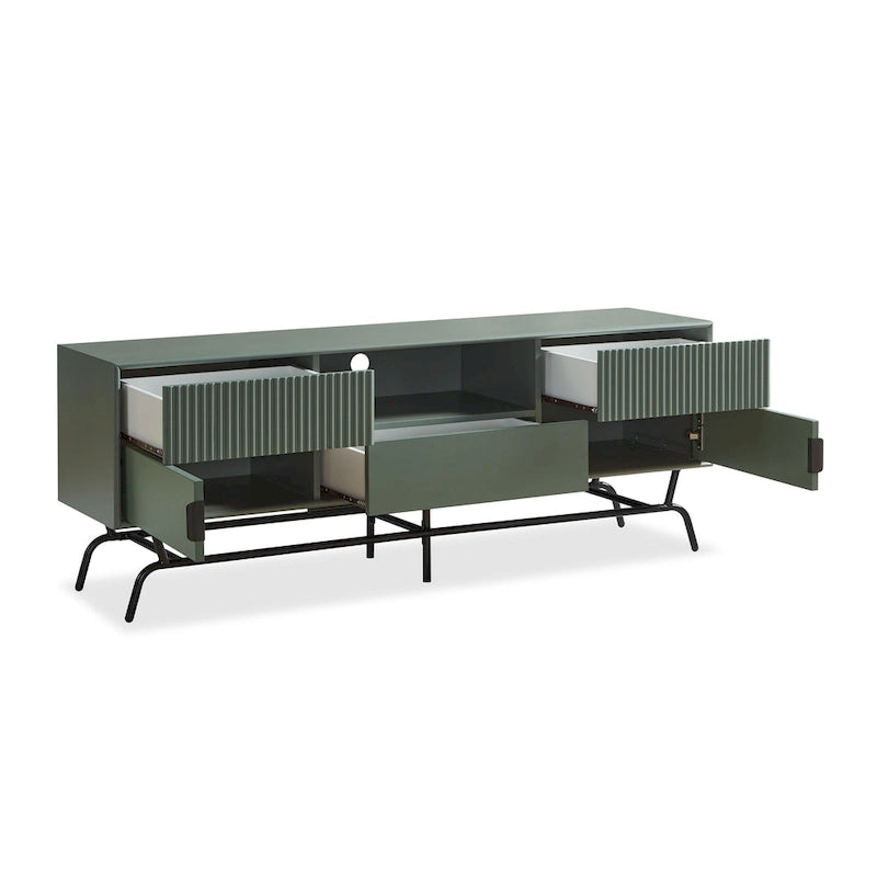 DH BASIC Modern 60-inch 3-Drawer Media Cabinet TV Stand with Cable Hole by Denhour