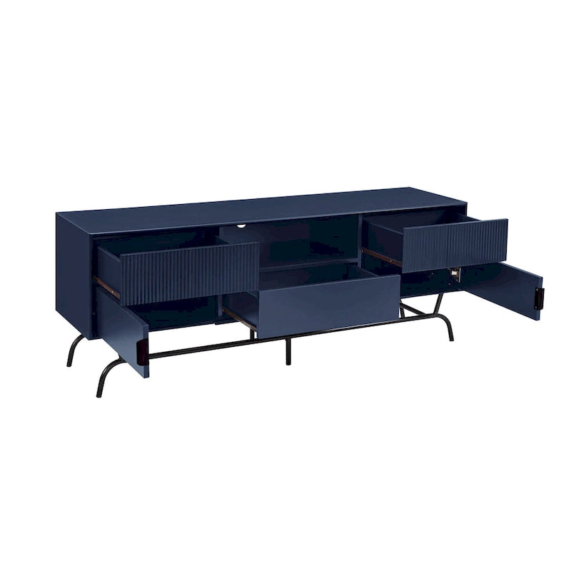DH BASIC Modern 60-inch 3-Drawer Media Cabinet TV Stand with Cable Hole by Denhour