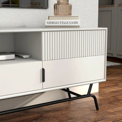 DH BASIC Modern 60-inch 3-Drawer Media Cabinet TV Stand with Cable Hole by Denhour