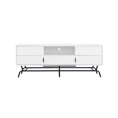 DH BASIC Modern 60-inch 3-Drawer Media Cabinet TV Stand with Cable Hole by Denhour