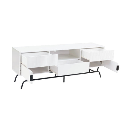 DH BASIC Modern 60-inch 3-Drawer Media Cabinet TV Stand with Cable Hole by Denhour