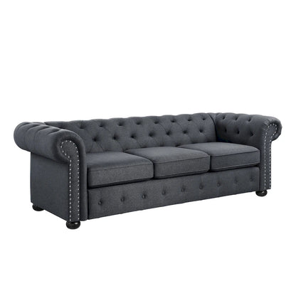 Corvus Aleksis Tufted Chesterfield 3-seater Sofa with Rolled Arms