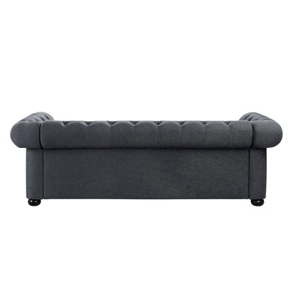 Corvus Aleksis Tufted Chesterfield 3-seater Sofa with Rolled Arms