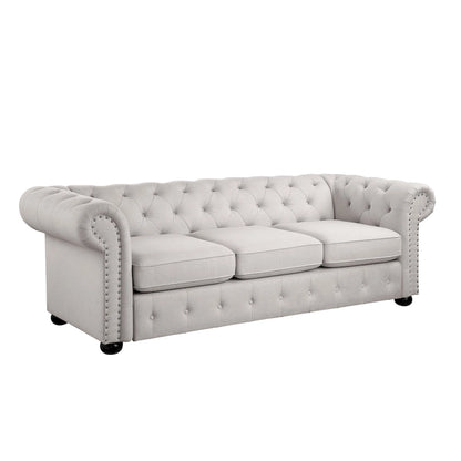Corvus Aleksis Tufted Chesterfield 3-seater Sofa with Rolled Arms