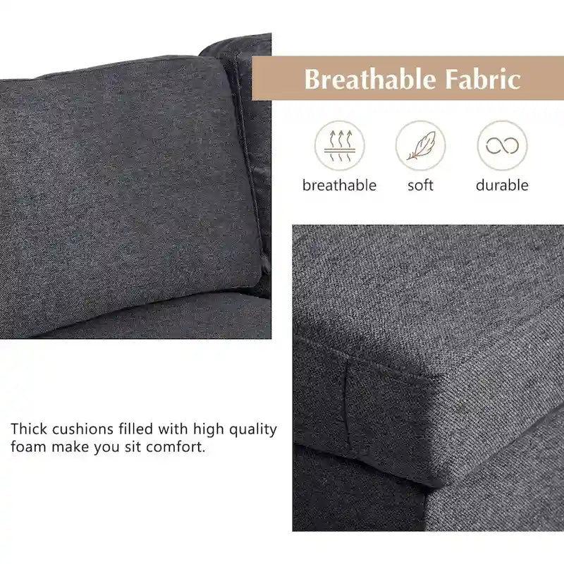 U-Shape Sectional Sofa, Double Extra Wide Chaise Lounge Couch