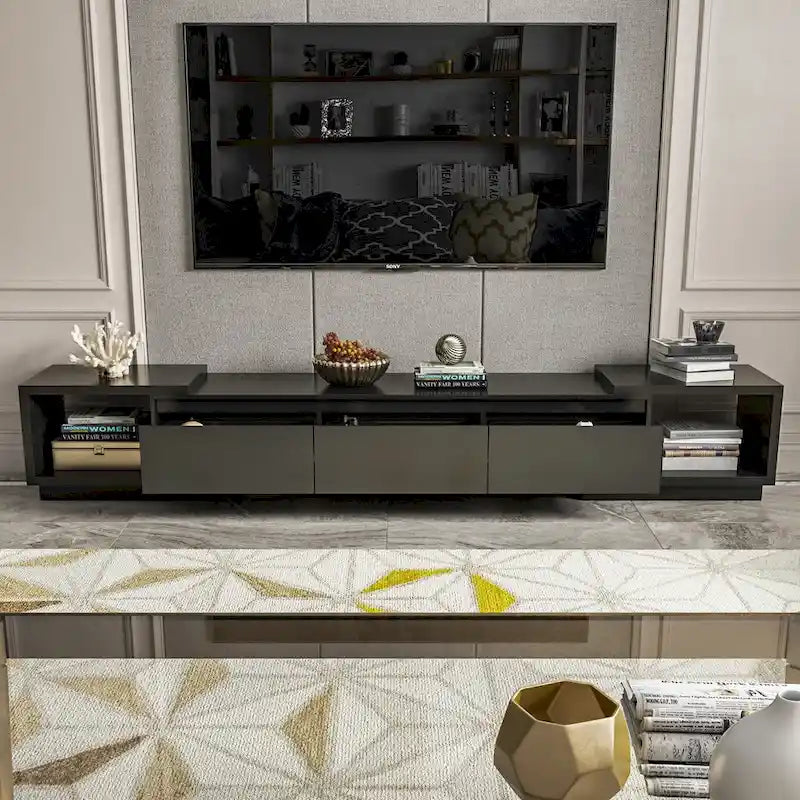 Extendable TV Stand Storage Media Console Modern Entertainment Center