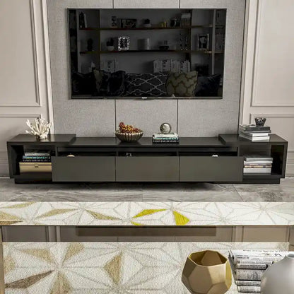 Extendable TV Stand Storage Media Console Modern Entertainment Center