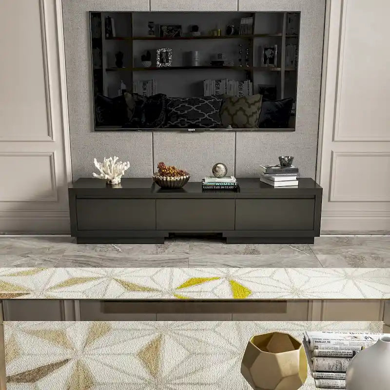 Extendable TV Stand Storage Media Console Modern Entertainment Center
