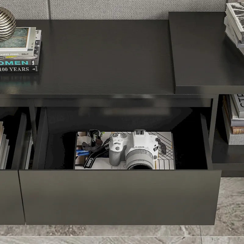 Extendable TV Stand Storage Media Console Modern Entertainment Center