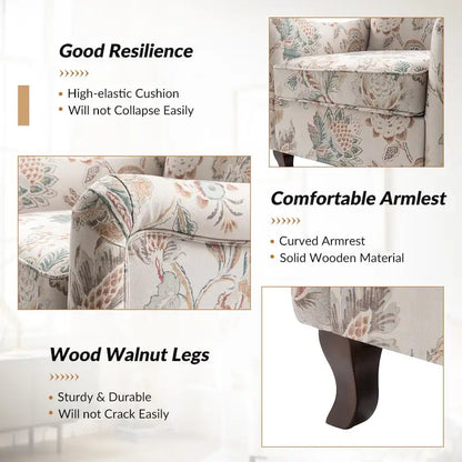 Samouel Modern Floral Upholstered Armchair with Wingback Design by HULALA HOME