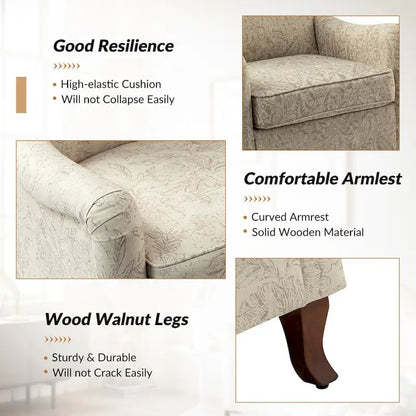 Samouel Modern Floral Upholstered Armchair with Wingback Design by HULALA HOME