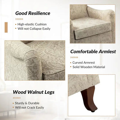 Samouel Modern Floral Upholstered Armchair with Wingback Design by HULALA HOME