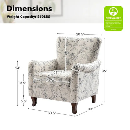 Samouel Modern Floral Upholstered Armchair with Wingback Design by HULALA HOME
