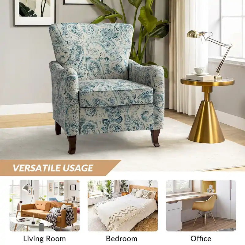 Samouel Modern Floral Upholstered Armchair with Wingback Design by HULALA HOME