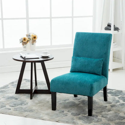 Porch & Den Vista Armless Chenille Accent Chair w/ Kidney Pillow