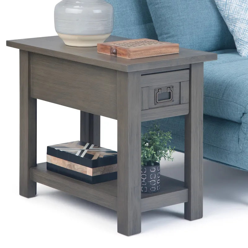 WYNDENHALL Garret SOLID ACACIA WOOD 14 inch Wide Rectangle Rustic Narrow Side Table - 14 W x 24 D x 20 H