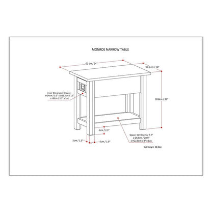 WYNDENHALL Garret SOLID ACACIA WOOD 14 inch Wide Rectangle Rustic Narrow Side Table - 14 W x 24 D x 20 H