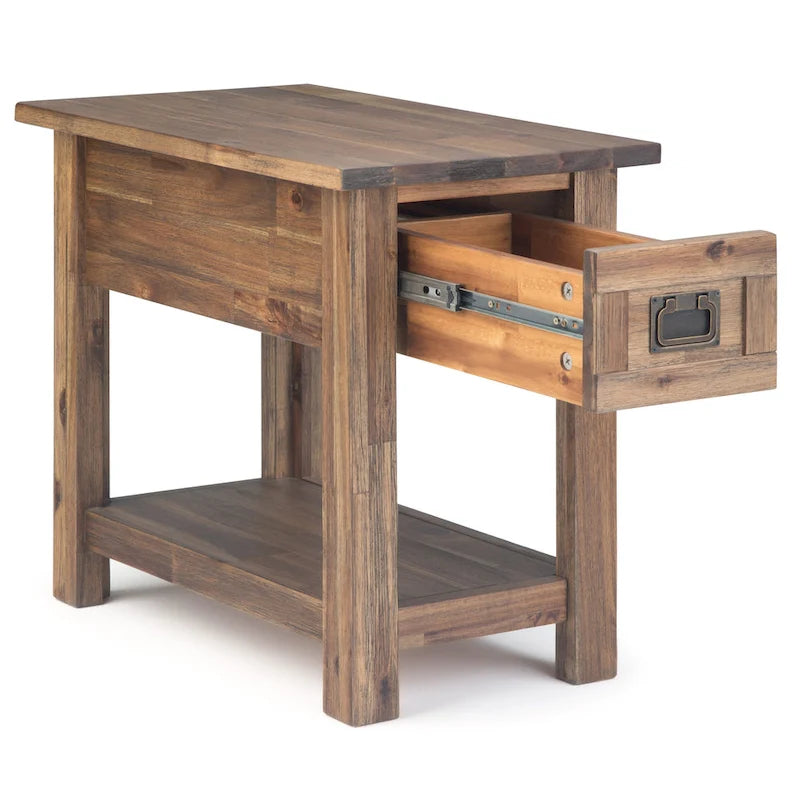 WYNDENHALL Garret SOLID ACACIA WOOD 14 inch Wide Rectangle Rustic Narrow Side Table - 14 W x 24 D x 20 H