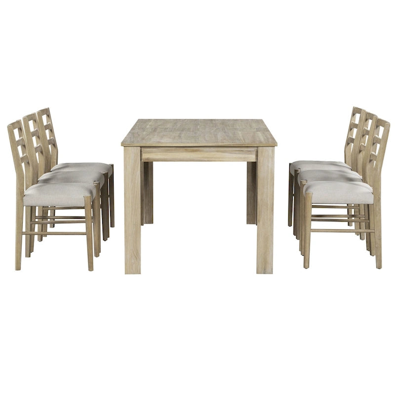 Nestfair 7-Piece Wooden Dining Table Set with 6 Chairs and 2 Drawers