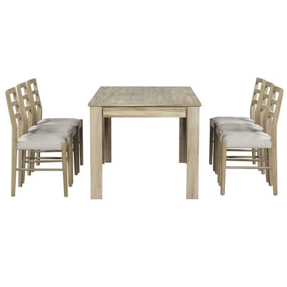 Nestfair 7-Piece Wooden Dining Table Set with 6 Chairs and 2 Drawers