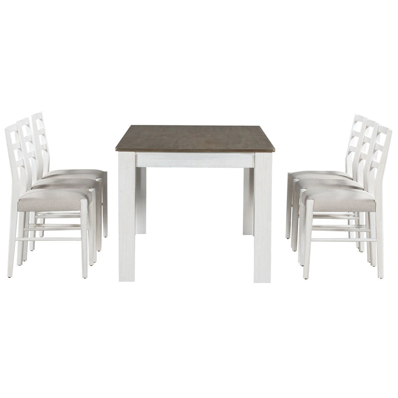 Nestfair 7-Piece Wooden Dining Table Set with 6 Chairs and 2 Drawers